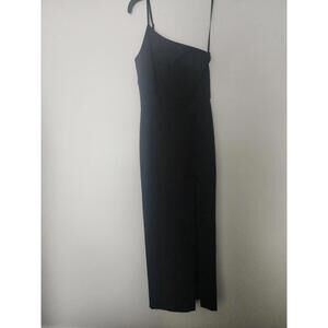 Gianni Bini Black One-Shoulder Midi Dress with Side Slit Size 0